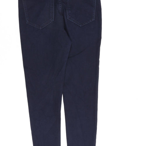 Marks and Spencer Womens Blue Cotton Skinny Jeans Size 10 L27 in Regular Zip
