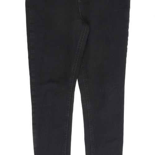 Marks and Spencer Womens Black Cotton Skinny Jeans Size 12 L28 in Regular Zip