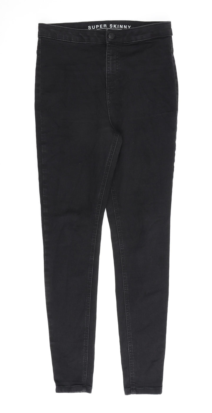 Marks and Spencer Womens Black Cotton Skinny Jeans Size 12 L28 in Regular Zip