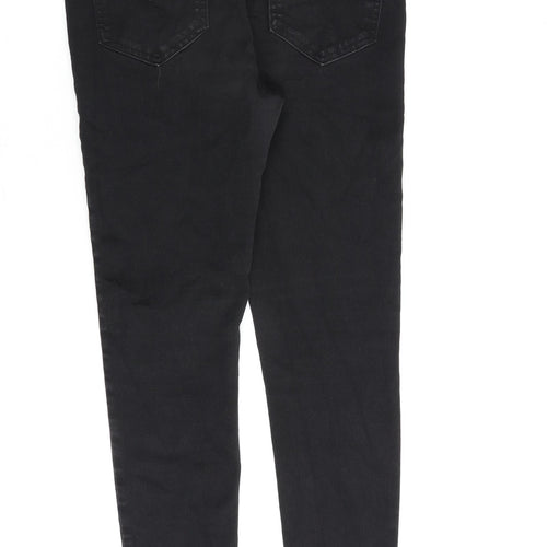 Marks and Spencer Womens Black Cotton Skinny Jeans Size 12 L28 in Regular Zip