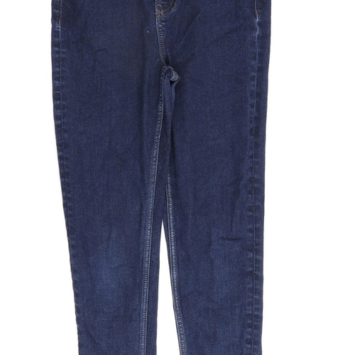 Marks and Spencer Womens Blue Cotton Skinny Jeans Size 8 L25 in Regular Zip