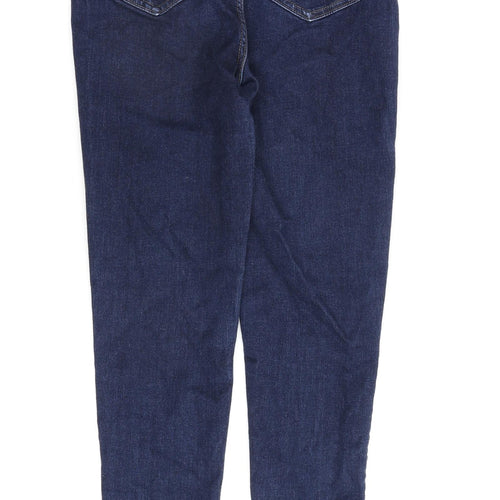 Marks and Spencer Womens Blue Cotton Skinny Jeans Size 8 L25 in Regular Zip