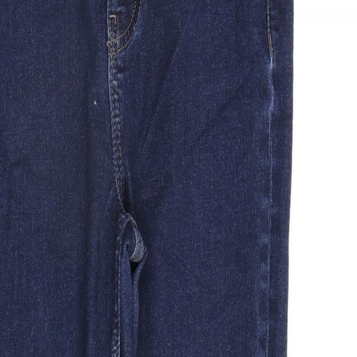 Marks and Spencer Womens Blue Cotton Skinny Jeans Size 8 L25 in Regular Zip
