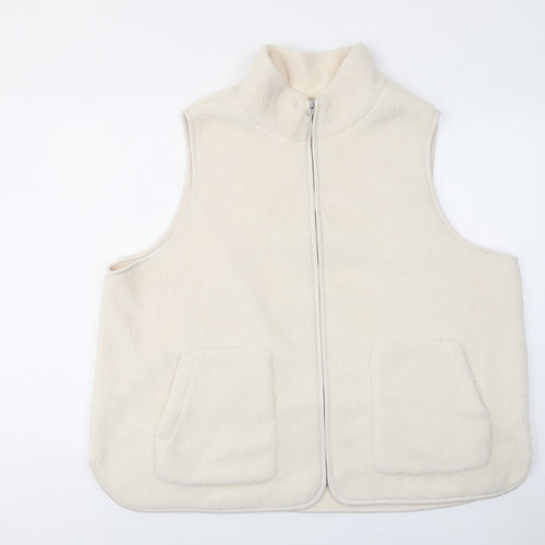 Marks and Spencer Womens Ivory Gilet Jacket Size 24 Zip - Pockets