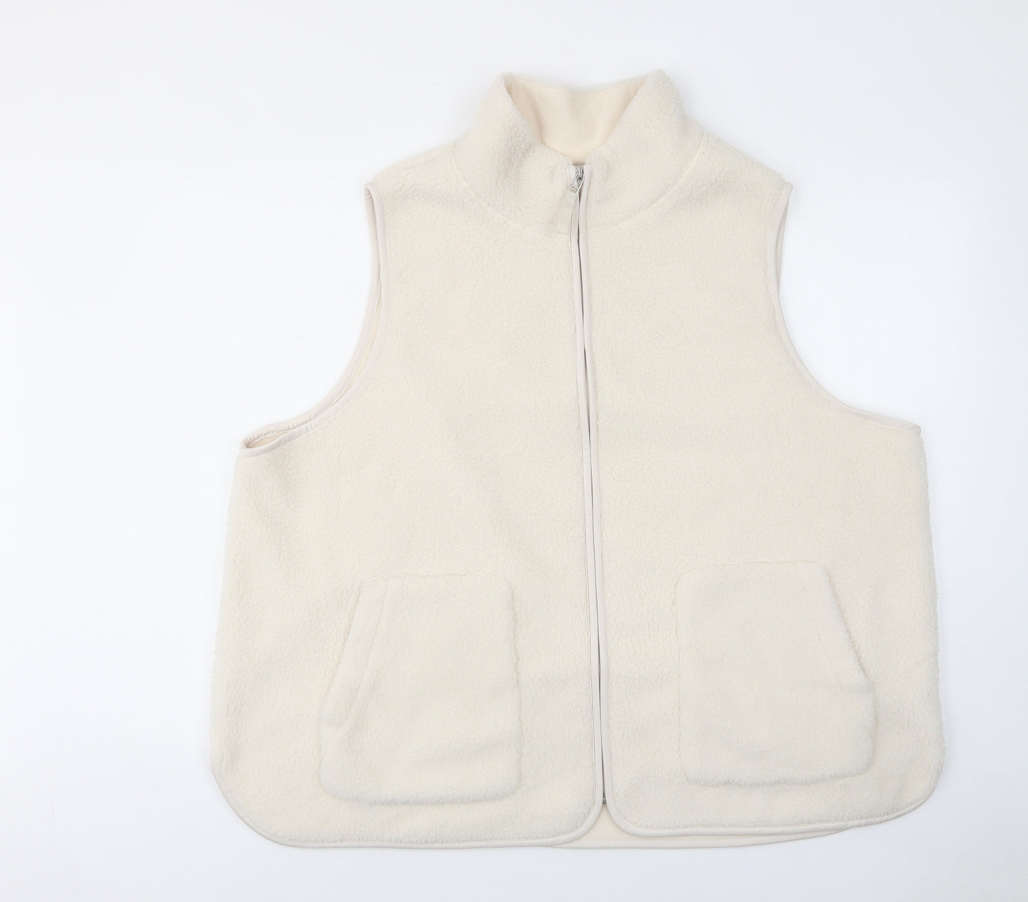 Marks and Spencer Womens Ivory Gilet Jacket Size 24 Zip - Pockets