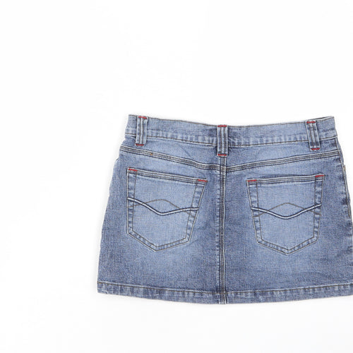 ALIBI Womens Blue Cotton Mini Skirt Size 8 Zip - Pockets