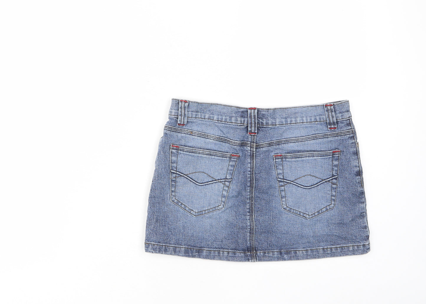 ALIBI Womens Blue Cotton Mini Skirt Size 8 Zip - Pockets