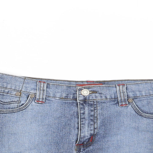 ALIBI Womens Blue Cotton Mini Skirt Size 8 Zip - Pockets