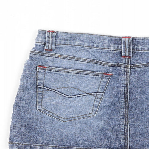 ALIBI Womens Blue Cotton Mini Skirt Size 8 Zip - Pockets