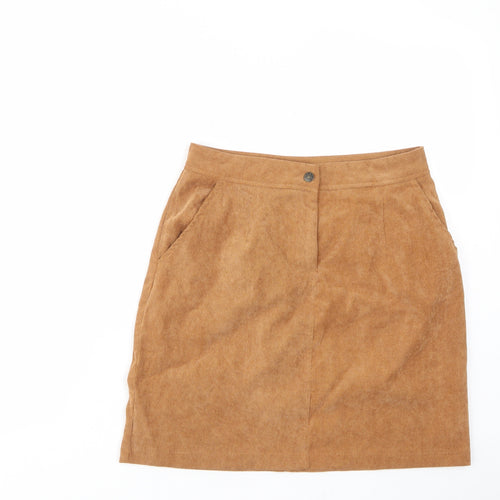 Sugarhill Womens Brown Cotton A-Line Skirt Size 12 Zip - Pockets