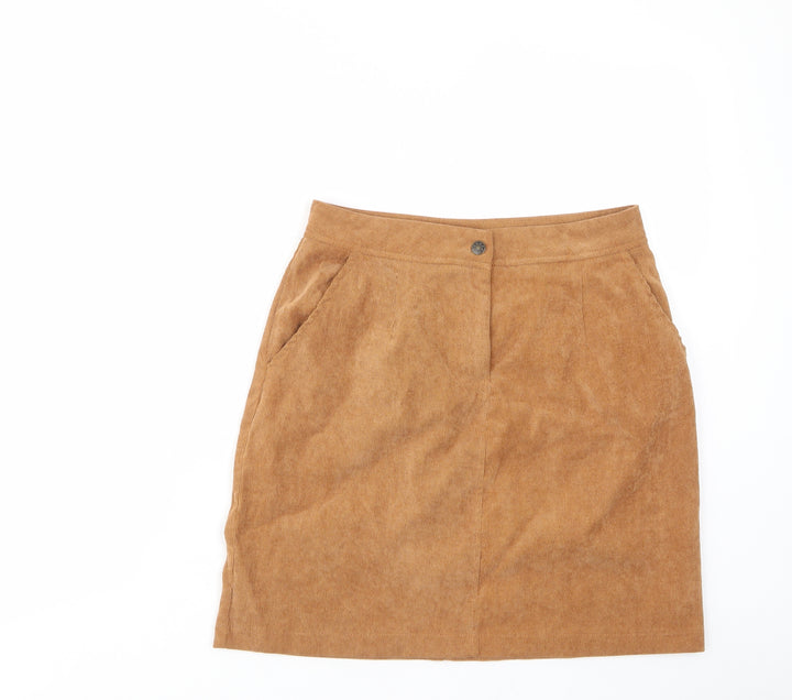 Sugarhill Womens Brown Cotton A-Line Skirt Size 12 Zip - Pockets