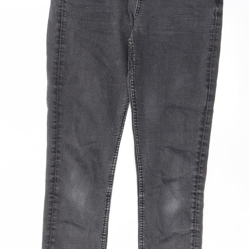 Marks and Spencer Womens Grey Cotton Skinny Jeans Size 10 L27 in Regular Zip - Pockets