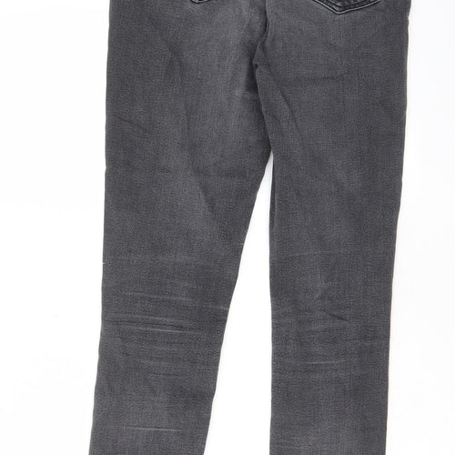 Marks and Spencer Womens Grey Cotton Skinny Jeans Size 10 L27 in Regular Zip - Pockets