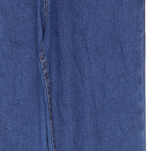 PRETTYLITTLETHING Womens Blue Cotton Straight Jeans Size 12 L28 in Regular Zip - Pockets