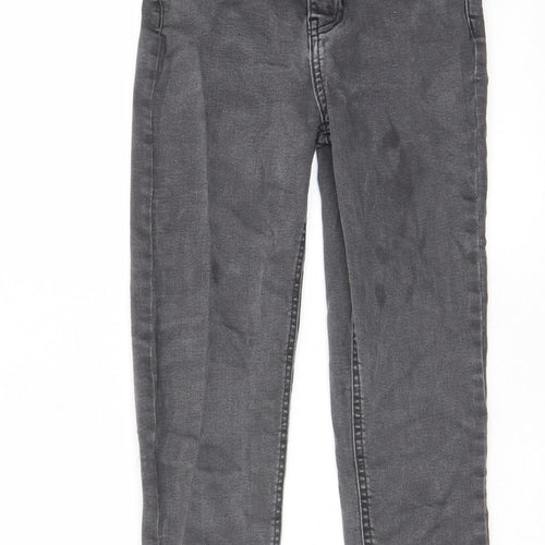 John Lewis Boys Grey Cotton Straight Jeans Size 7 Years Regular Zip - Pockets