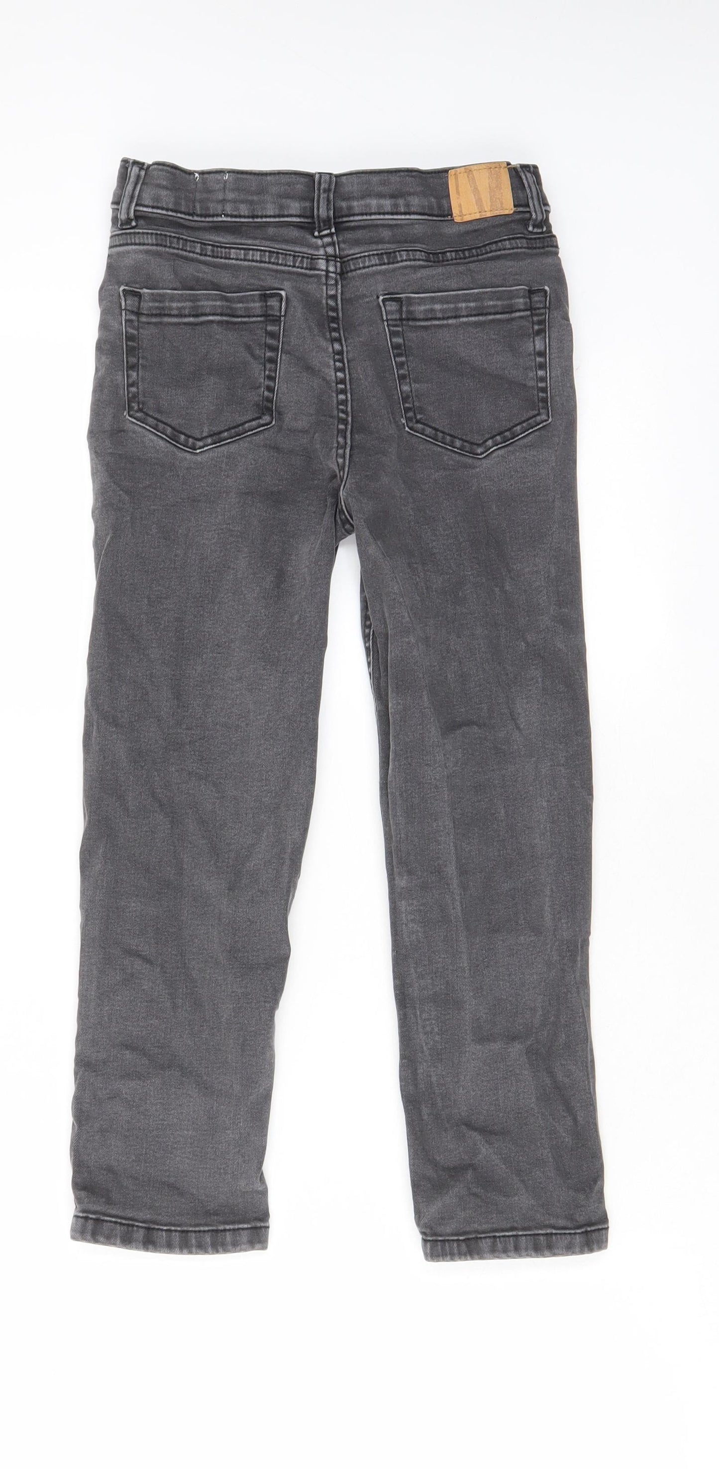 John Lewis Boys Grey Cotton Straight Jeans Size 7 Years Regular Zip - Pockets