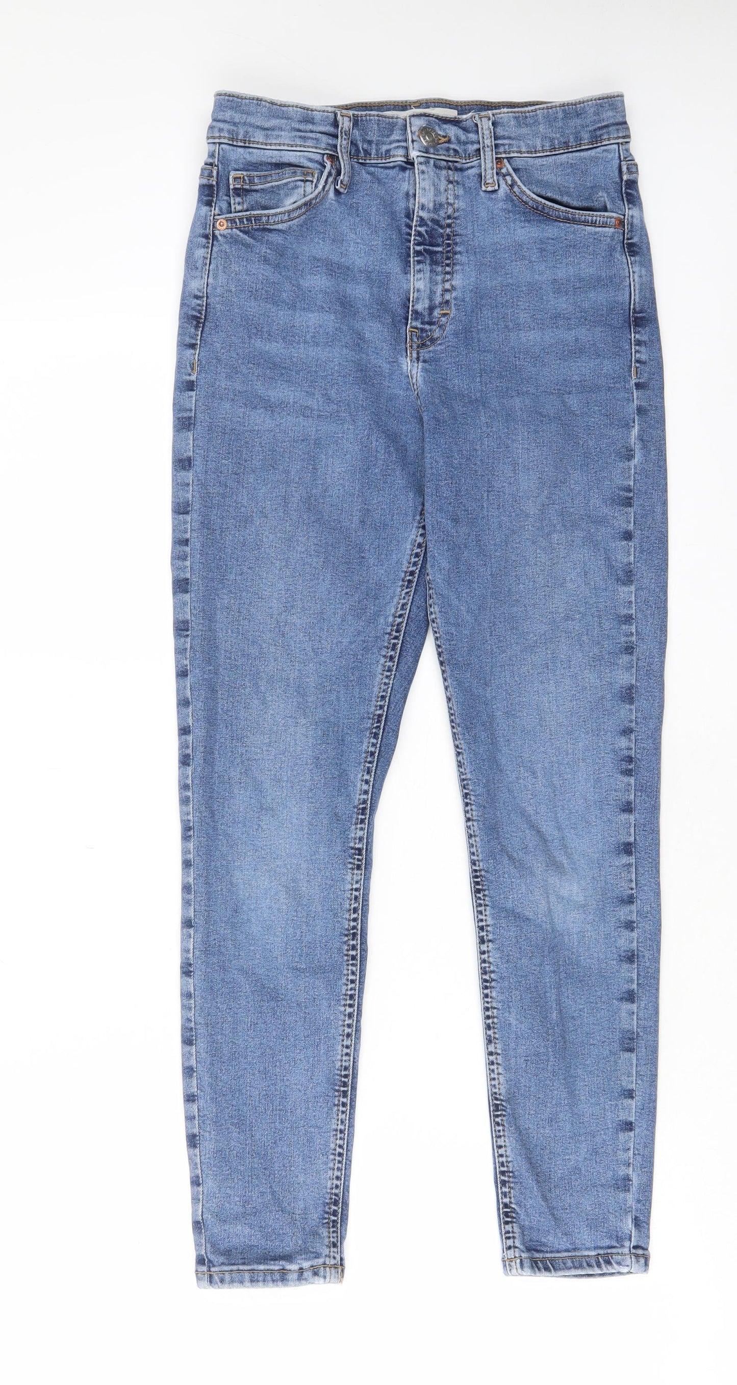Topshop Womens Blue Cotton Skinny Jeans Size 28 in L30 in Regular Zip - Pockets
