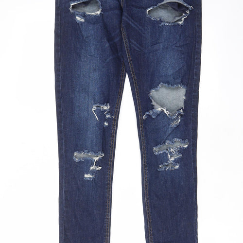 Born Rich Mens Blue Cotton Skinny Jeans Size 32 in L33 in Regular Zip - Long Leg
