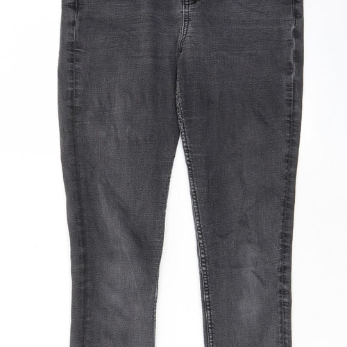 Marks and Spencer Womens Grey Cotton Skinny Jeans Size 10 L27 in Regular Zip - Pockets