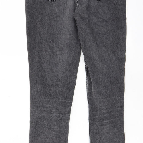 Marks and Spencer Womens Grey Cotton Skinny Jeans Size 10 L27 in Regular Zip - Pockets