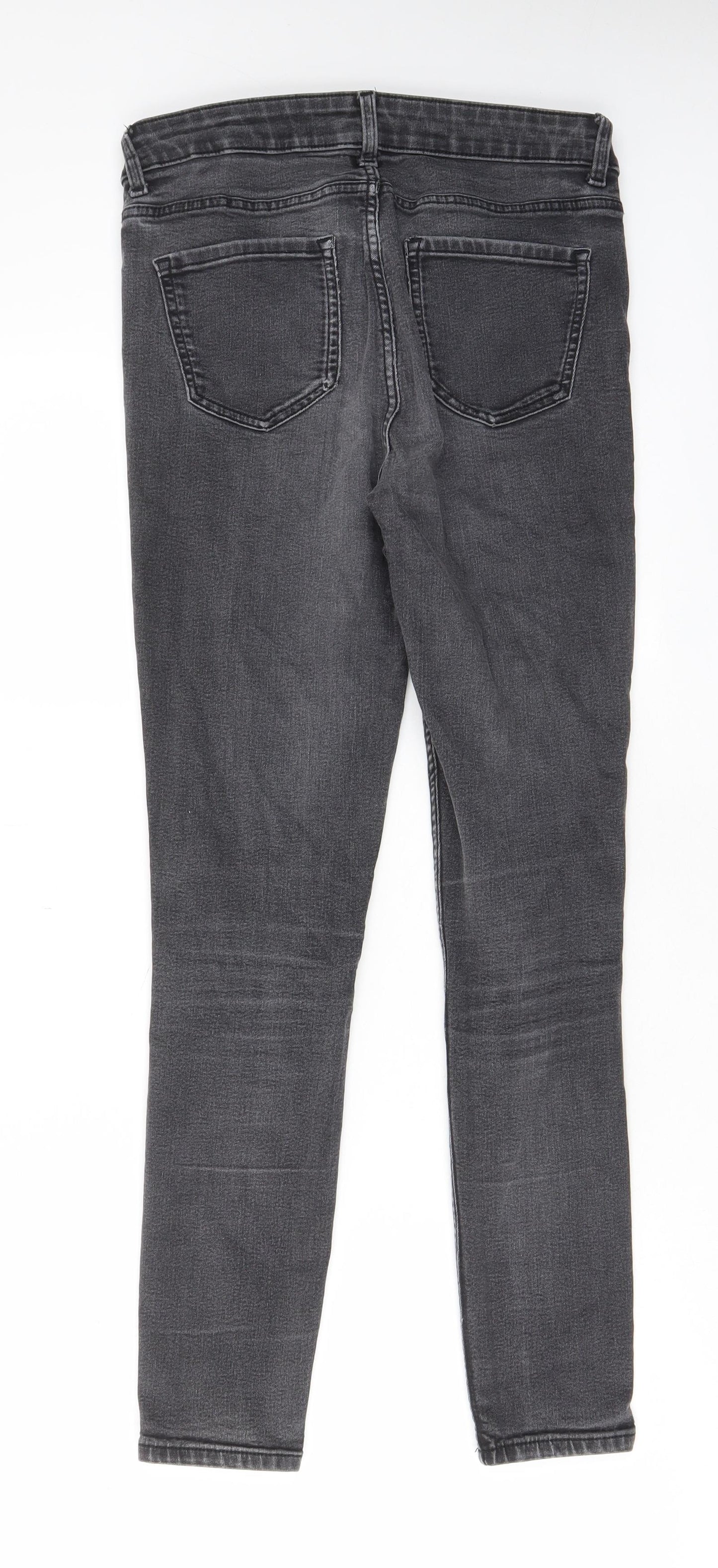 Marks and Spencer Womens Grey Cotton Skinny Jeans Size 10 L27 in Regular Zip - Pockets