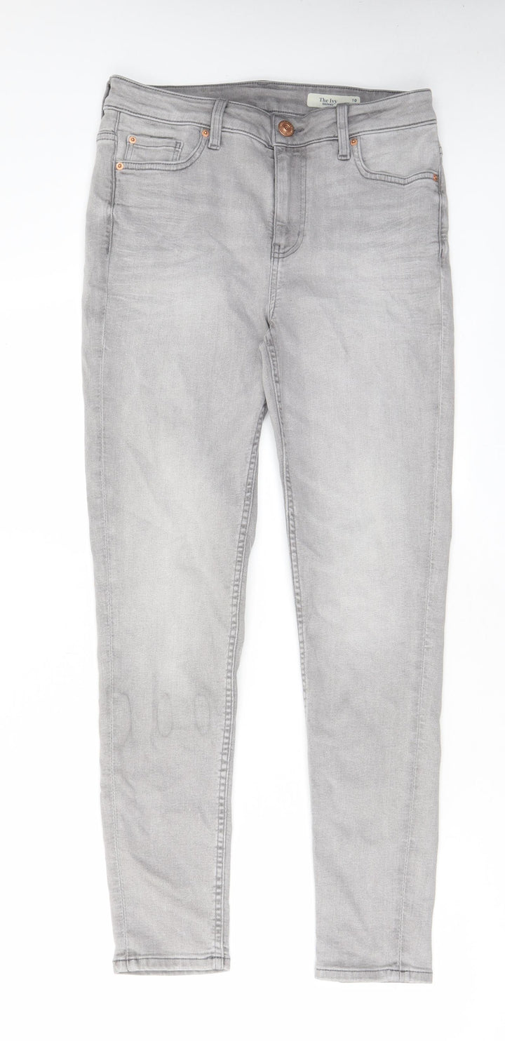 Marks and Spencer Womens Gold Cotton Skinny Jeans Size 10 L28 in Regular Zip - Pockets