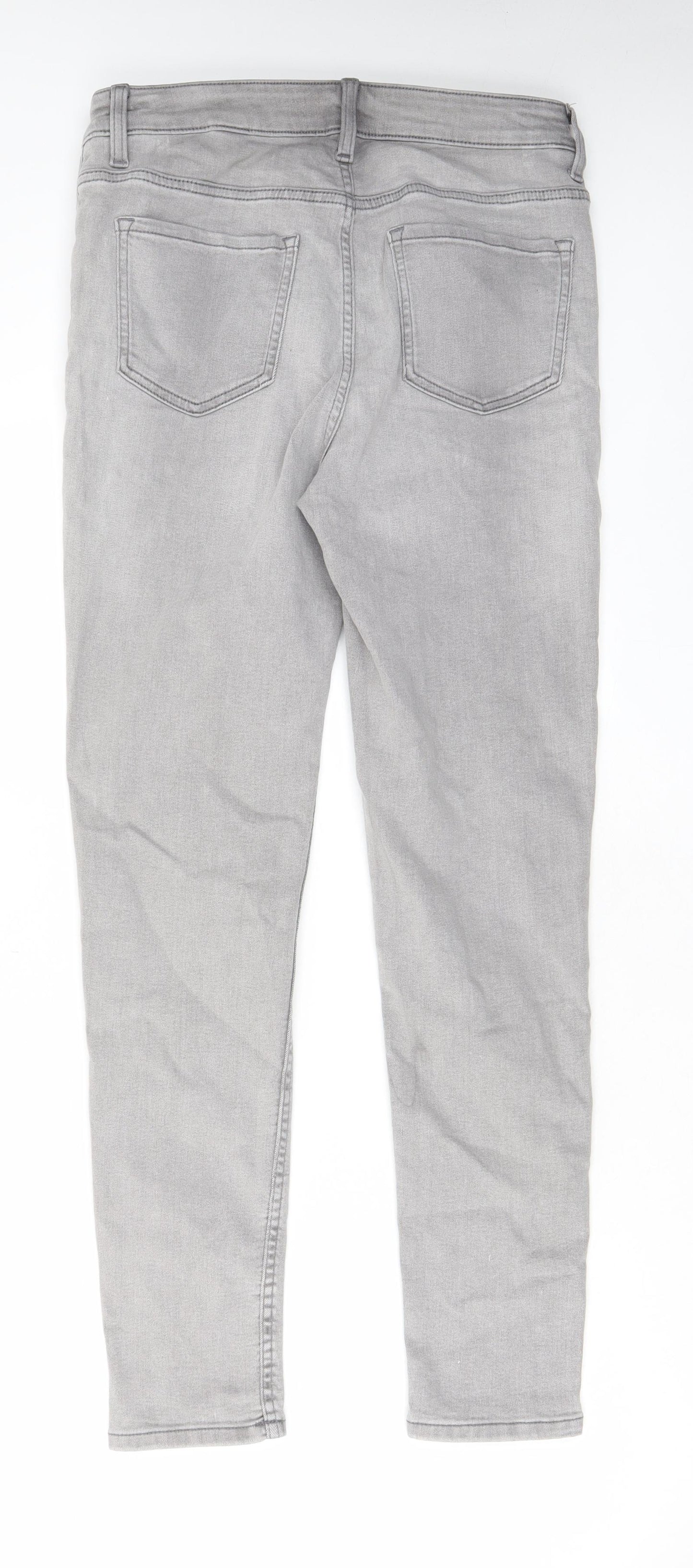 Marks and Spencer Womens Gold Cotton Skinny Jeans Size 10 L28 in Regular Zip - Pockets