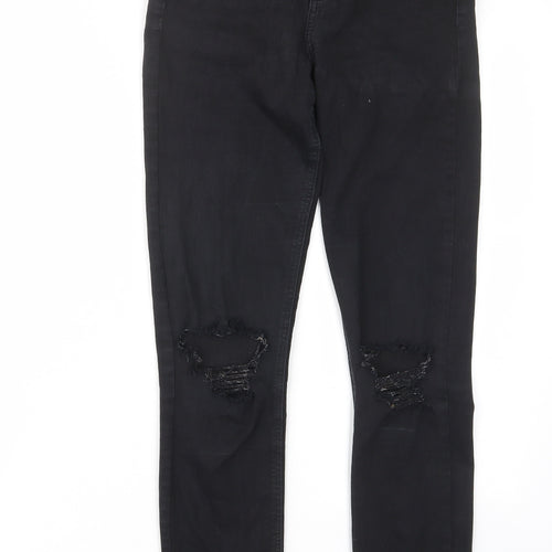 Topshop Womens Black Cotton Skinny Jeans Size 28 in L34 in Regular Zip - Pockets