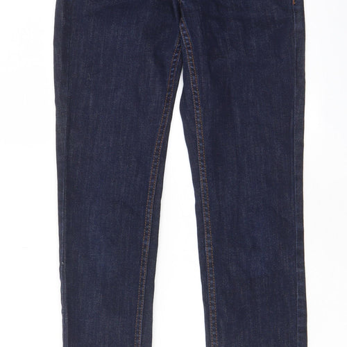 Topshop Womens Blue Cotton Straight Jeans Size 25 in L28 in Regular Zip - Pockets