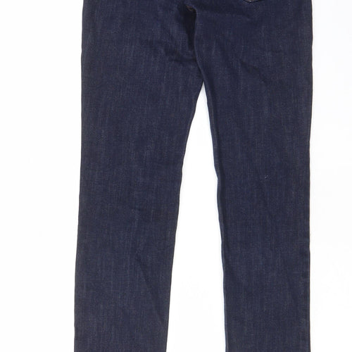 Topshop Womens Blue Cotton Straight Jeans Size 25 in L28 in Regular Zip - Pockets
