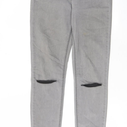 New Look Womens Grey Cotton Skinny Jeans Size 10 L29 in Regular Zip - Pockets