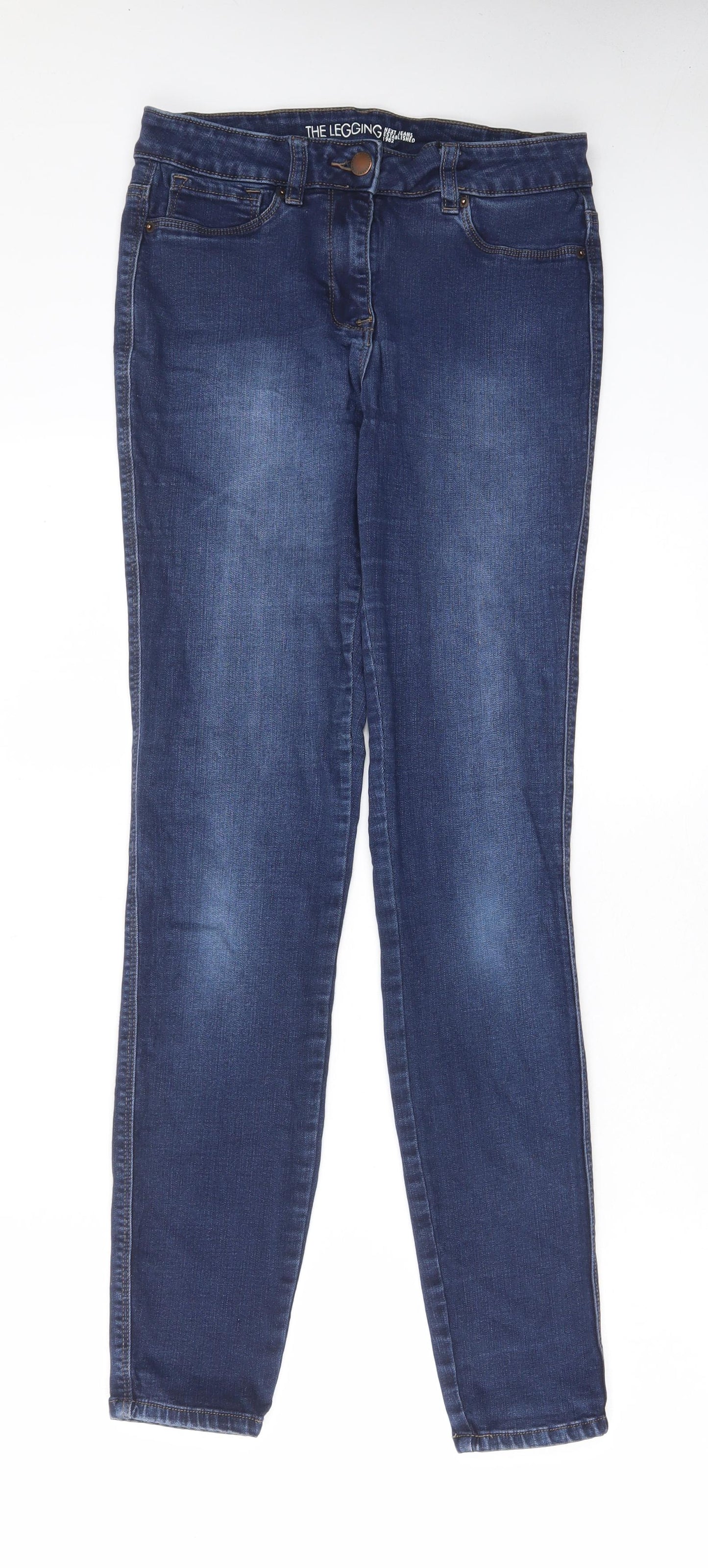 NEXT Womens Blue Cotton Skinny Jeans Size 10 L29 in Regular Zip - Pockets