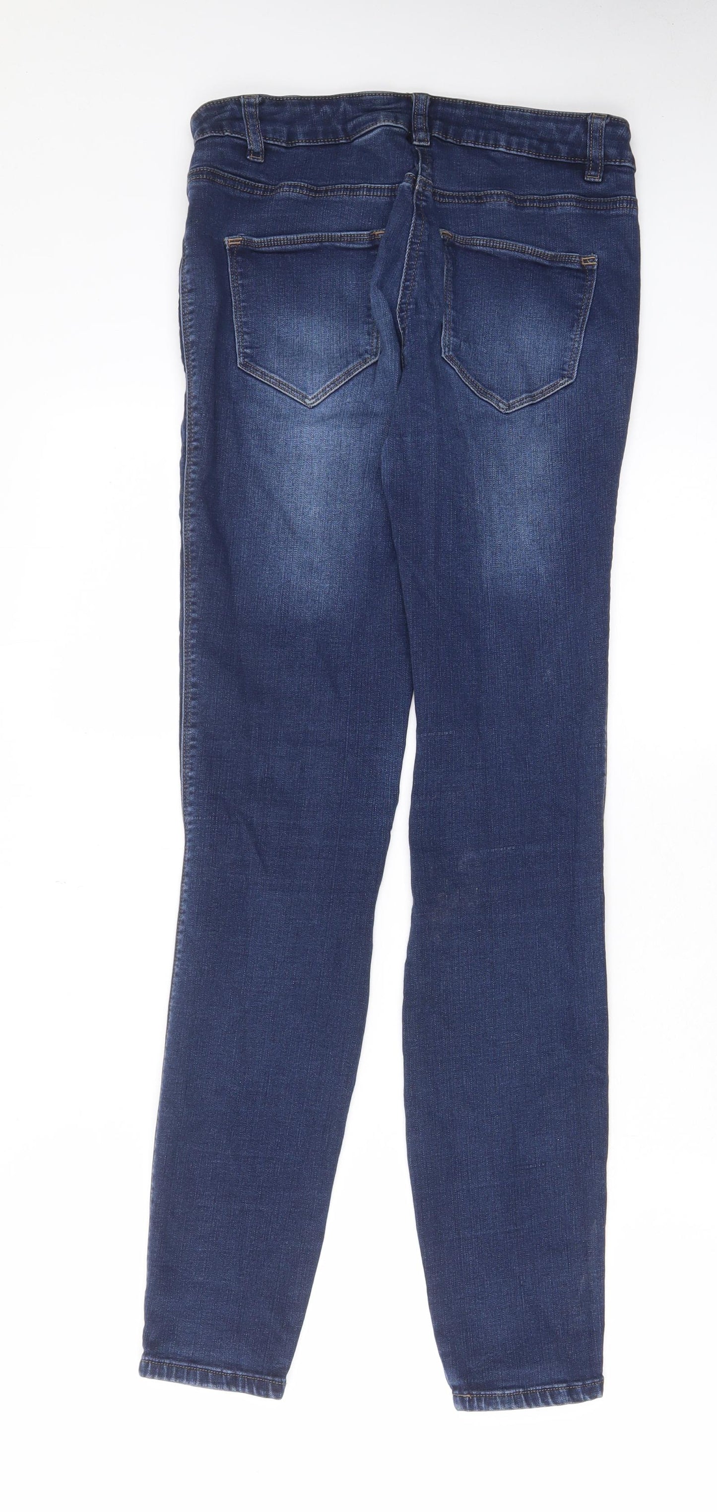 NEXT Womens Blue Cotton Skinny Jeans Size 10 L29 in Regular Zip - Pockets