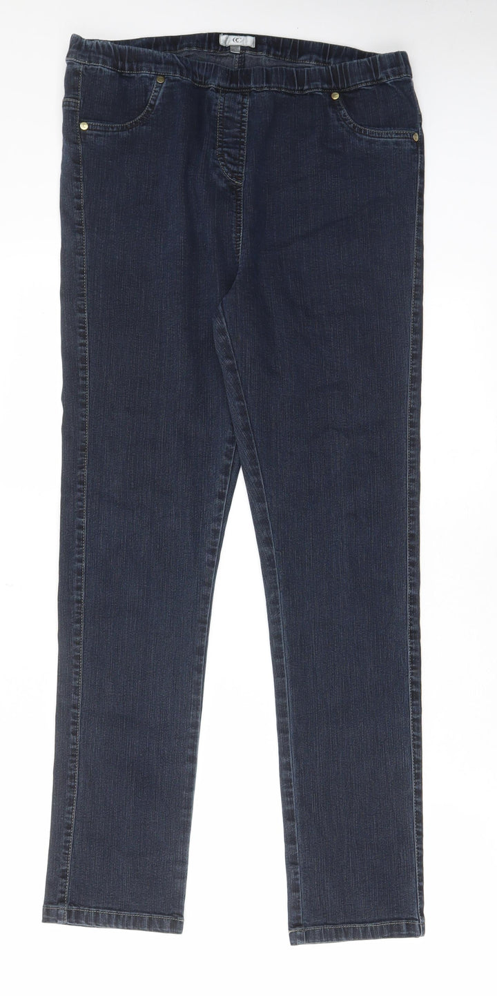 Cc Womens Blue Cotton Jegging Jeans Size 12 L29 in Regular - Elasticated Waist