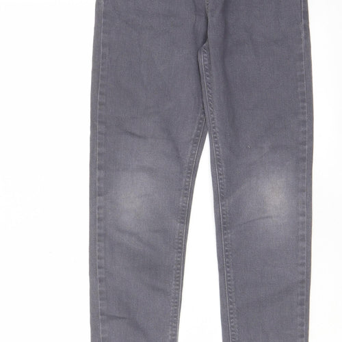 F&F Girls Grey Cotton Straight Jeans Size 9-10 Years Regular Zip - Pockets