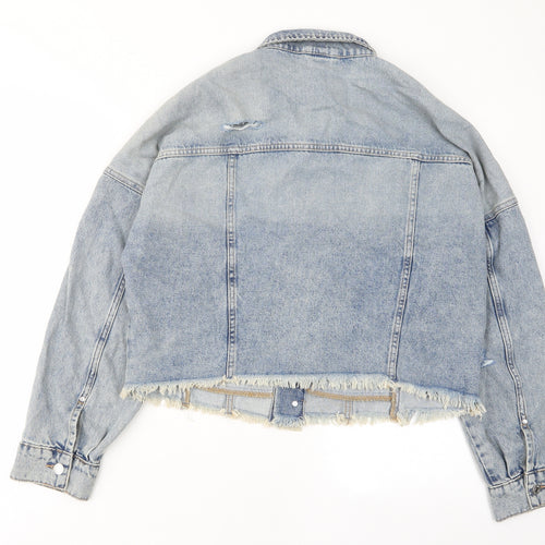 H&M Womens Blue Jacket Size M Button - Pockets
