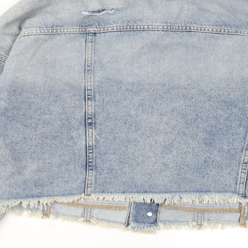 H&M Womens Blue Jacket Size M Button - Pockets