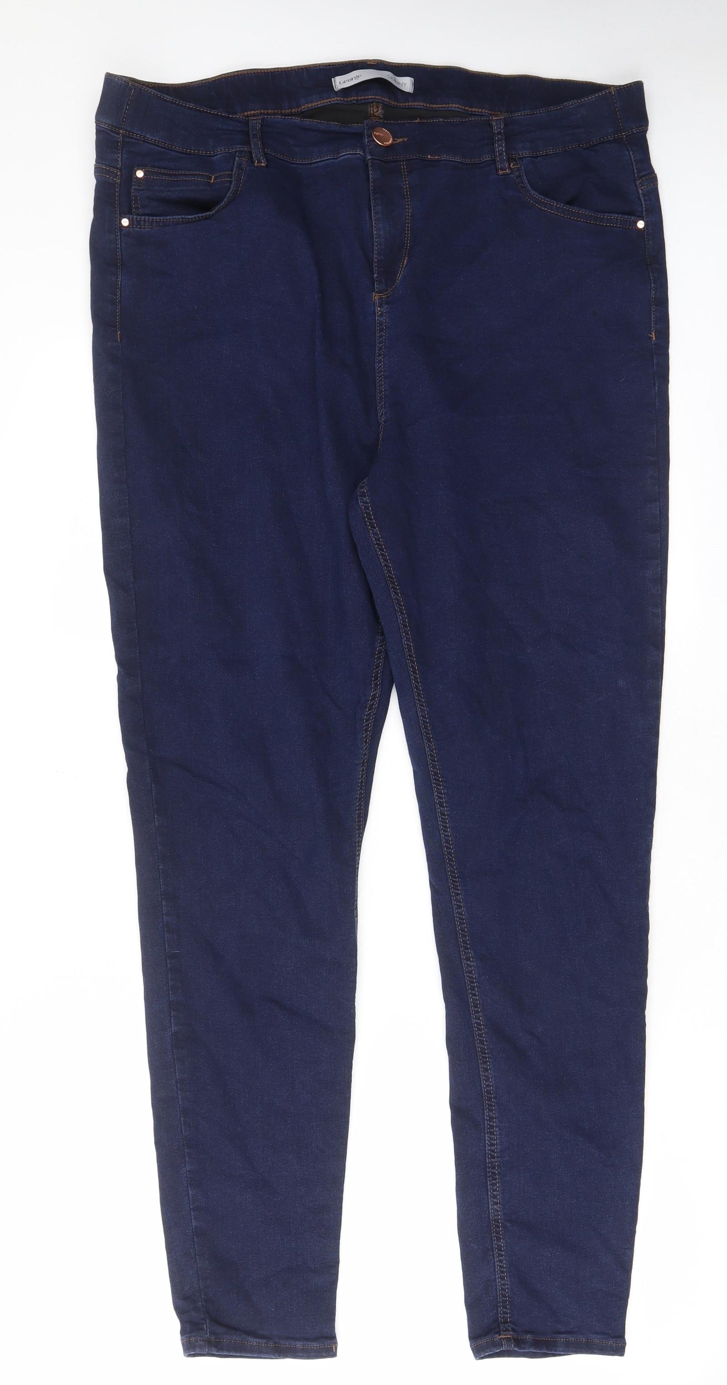 George Womens Blue Cotton Skinny Jeans Size 22 L31 in Regular Zip - Pockets