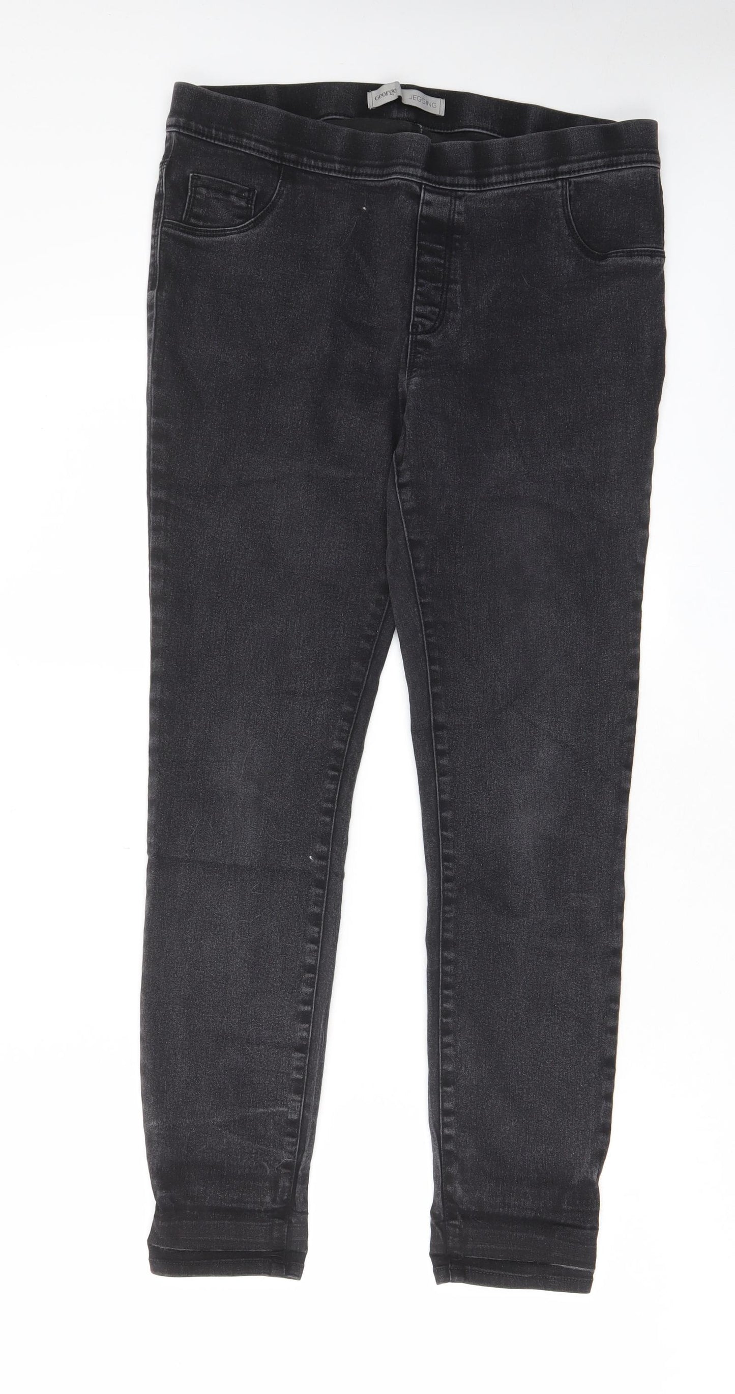 George Womens Grey Cotton Jegging Jeans Size 14 L27 in Regular - Elasticated Waist