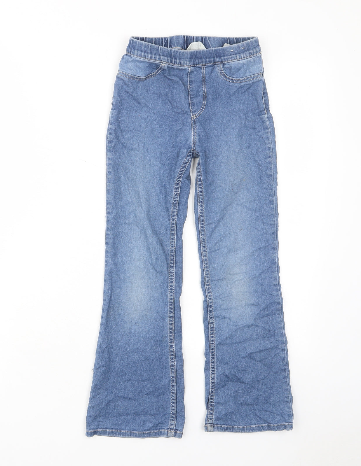 H&M Girls Blue Cotton Flared Jeans Size 6-7 Years L20 in Regular Pullover