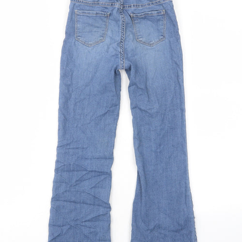 H&M Girls Blue Cotton Flared Jeans Size 6-7 Years L20 in Regular Pullover
