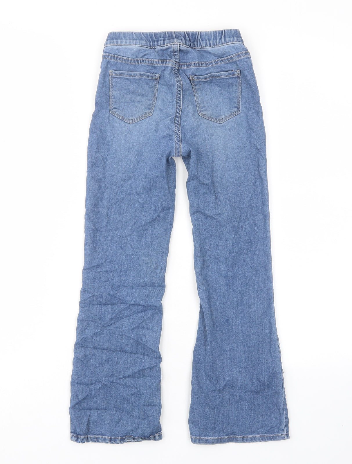 H&M Girls Blue Cotton Flared Jeans Size 6-7 Years L20 in Regular Pullover