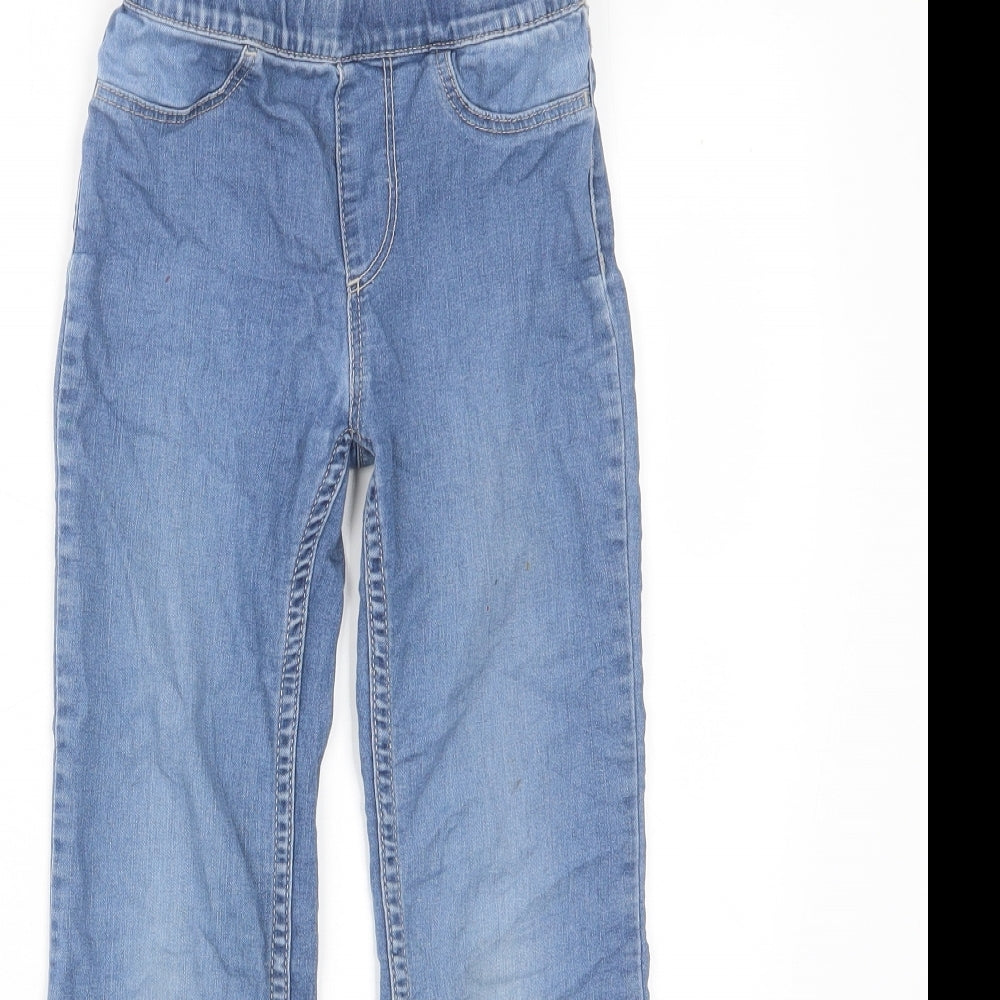 H&M Girls Blue Cotton Flared Jeans Size 6-7 Years L20 in Regular Pullover