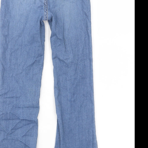 H&M Girls Blue Cotton Flared Jeans Size 6-7 Years L20 in Regular Pullover