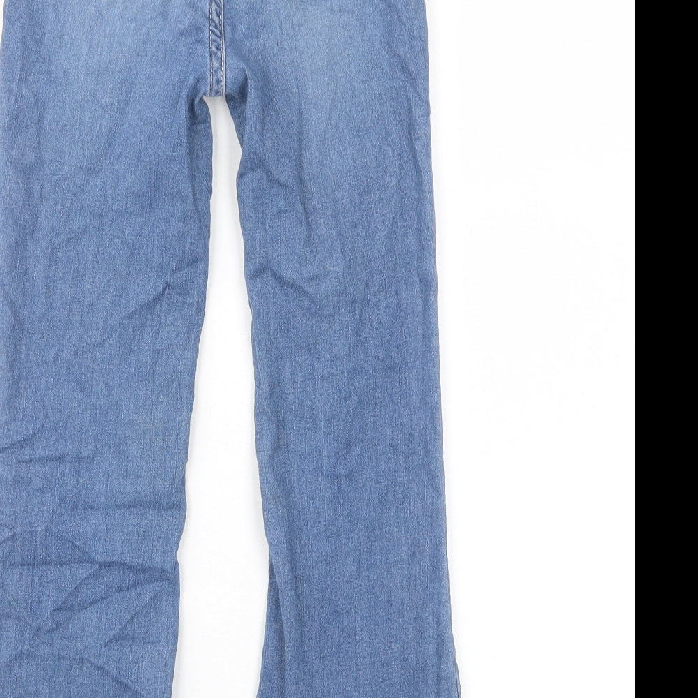 H&M Girls Blue Cotton Flared Jeans Size 6-7 Years L20 in Regular Pullover