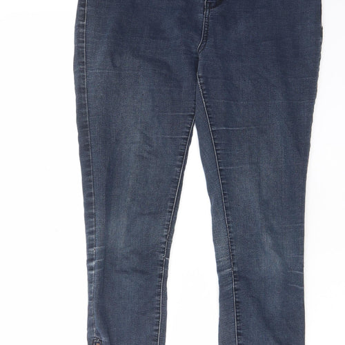 YesYes Womens Blue Cotton Cropped Jeans Size 12 L25 in Regular Zip - Pockets, Zips