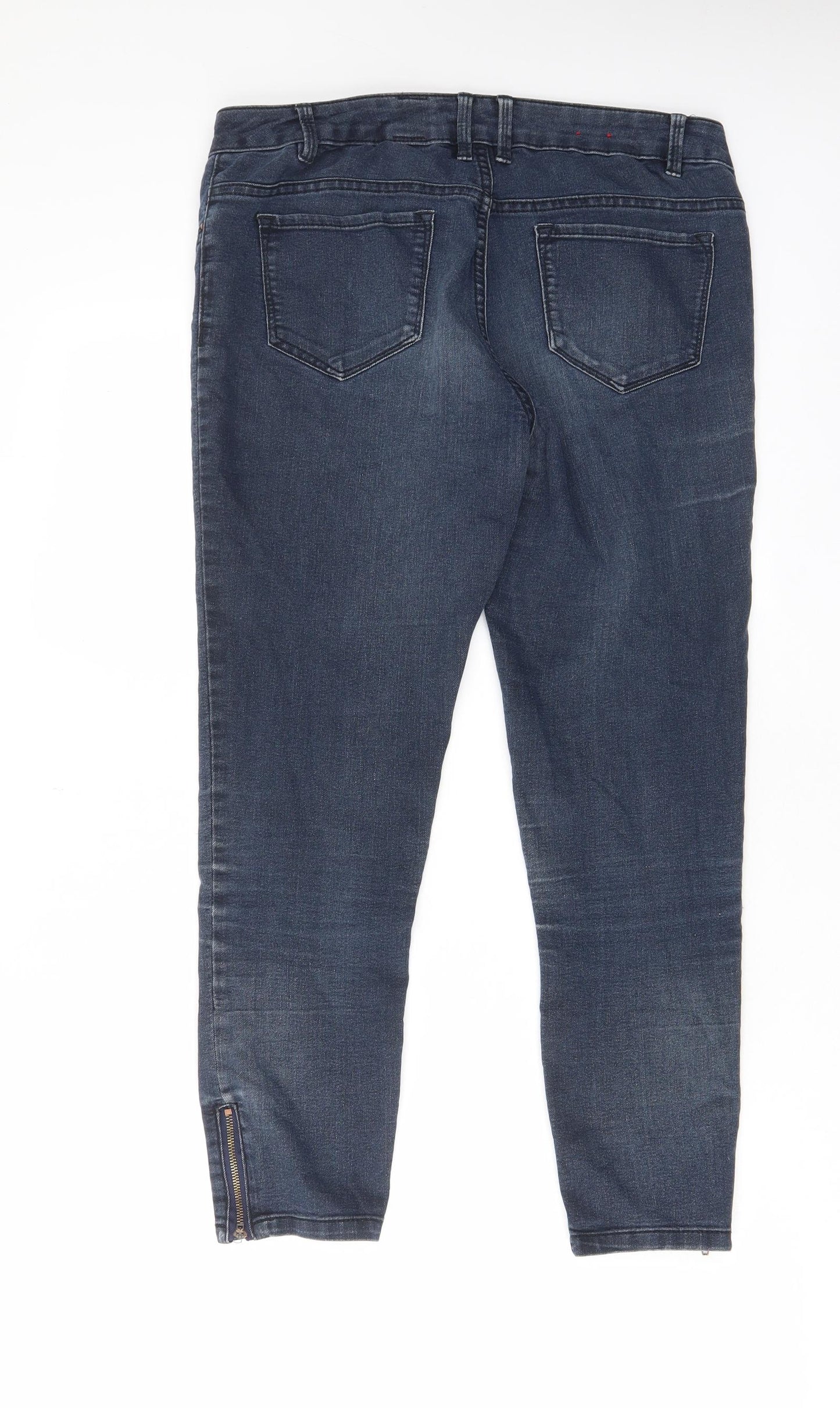 YesYes Womens Blue Cotton Cropped Jeans Size 12 L25 in Regular Zip - Pockets, Zips