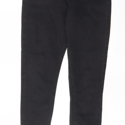 Marks and Spencer Womens Black Cotton Skinny Jeans Size 10 L28 in Regular Zip - Pockets