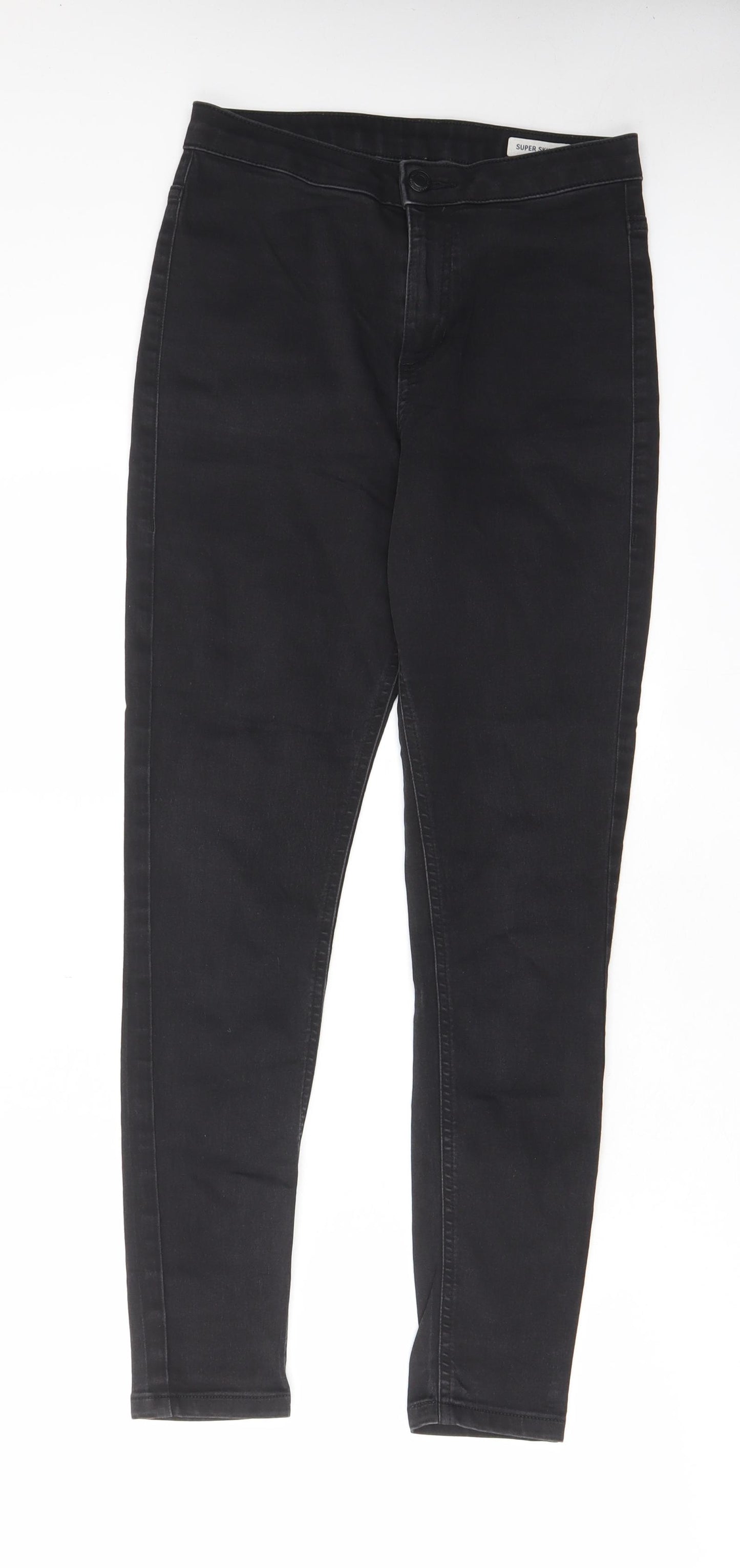 Marks and Spencer Womens Black Cotton Skinny Jeans Size 10 L28 in Regular Zip - Pockets