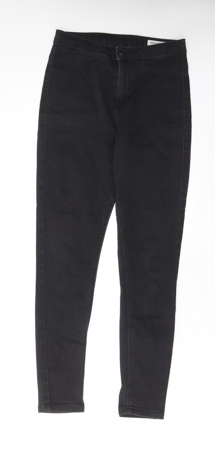Marks and Spencer Womens Black Cotton Skinny Jeans Size 10 L28 in Regular Zip - Pockets